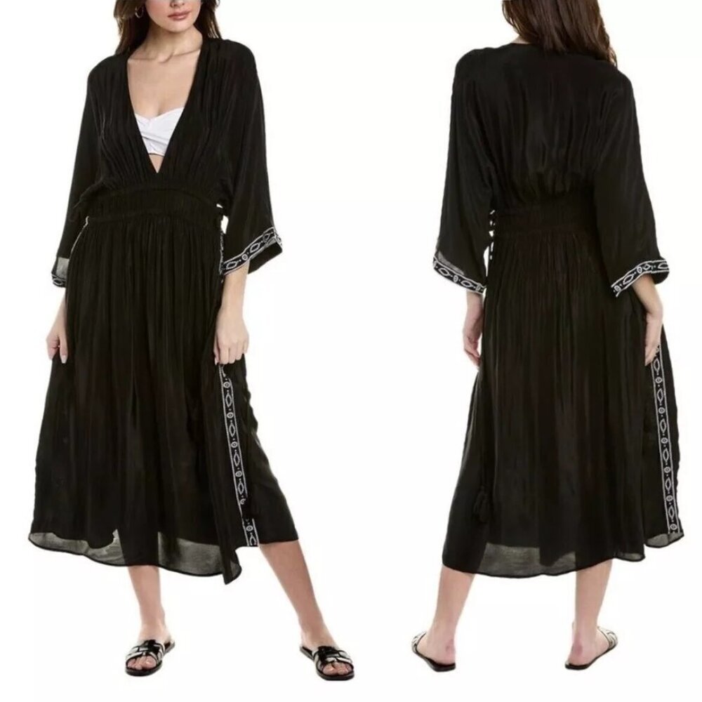 Anthropologie Solid & Striped The Kaftan Maxi Coverup Swim Dress Size S Black